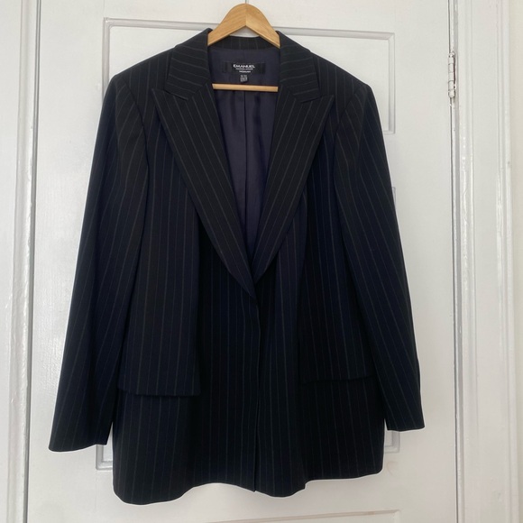 Emanuel Ungaro black pinstripe wool oversized blazer - Picture 3 of 11